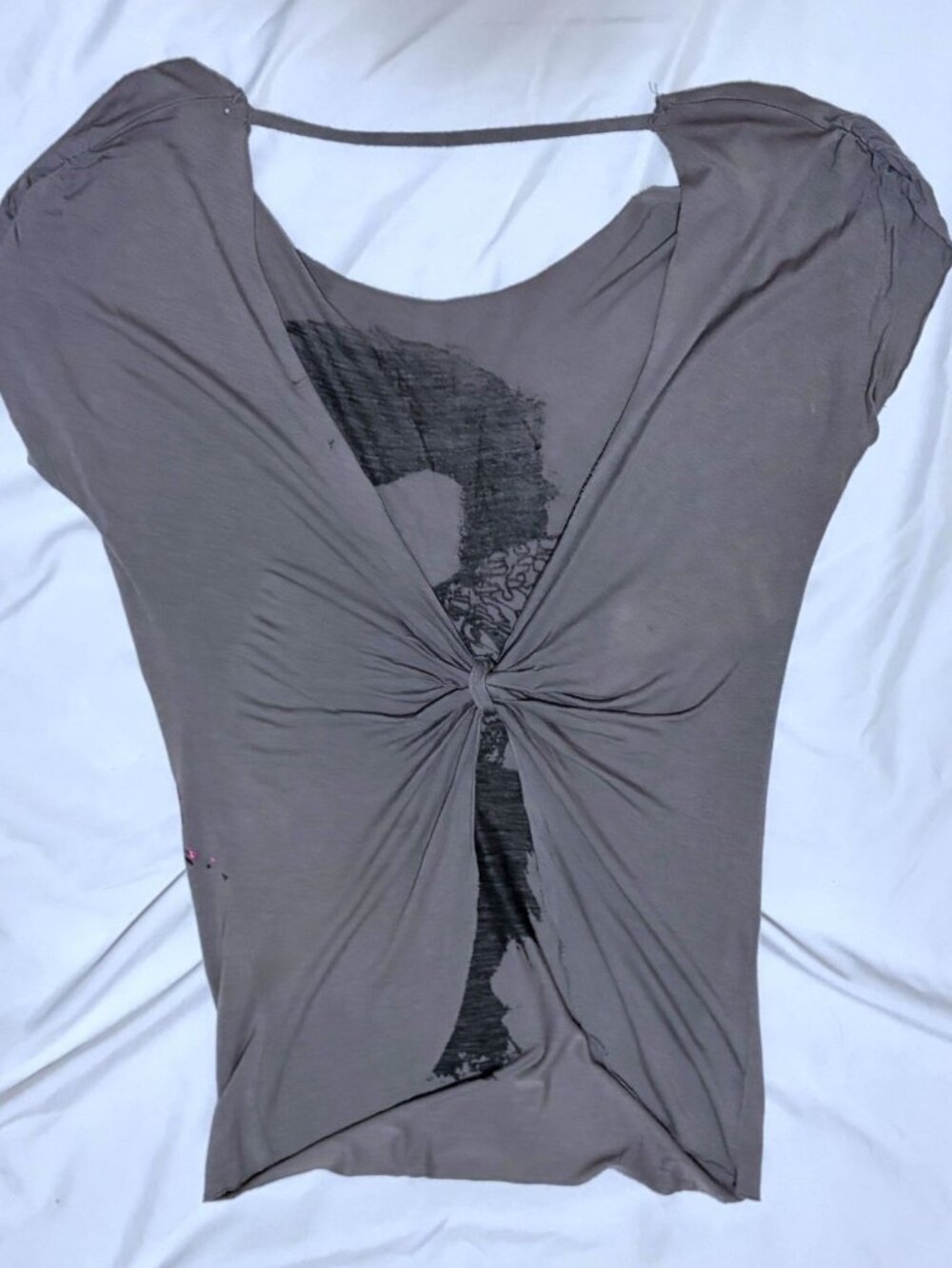 Y2K Wet Seal Womans Face Shirt L Metallic Open Back Butterfly Grunge Fairy - Picture 2 of 5